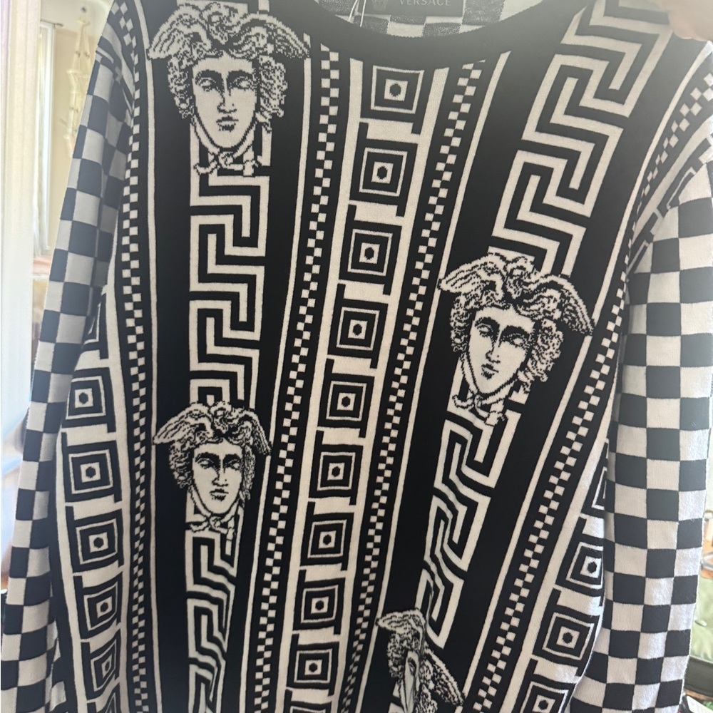 Versace Monochrome Graphic Sweater - Men’s Large